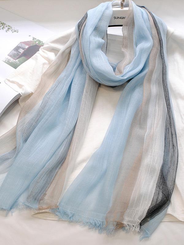 Gradient Striped Sun Protection Shawl Scarf