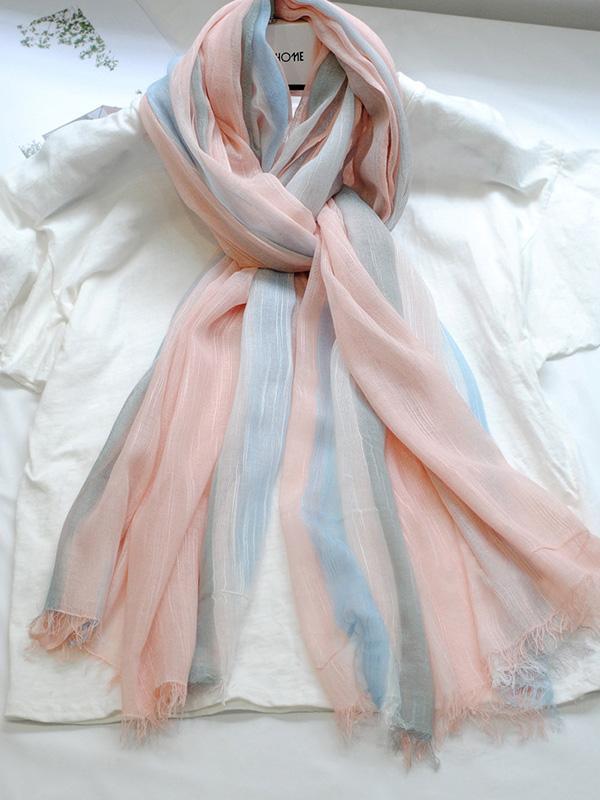 Gradient Striped Sun Protection Shawl Scarf