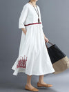 Embroidered Split Stitching Long Dress