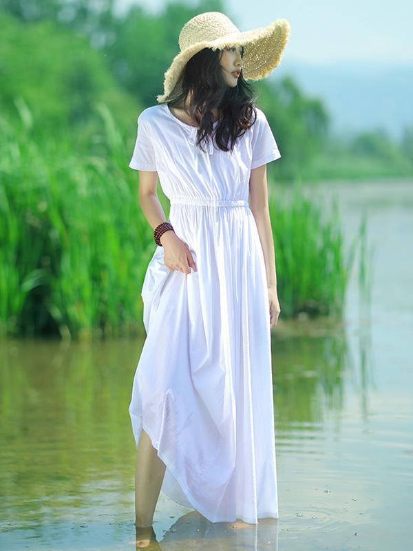 Original Clean Color Long Dress in White Color