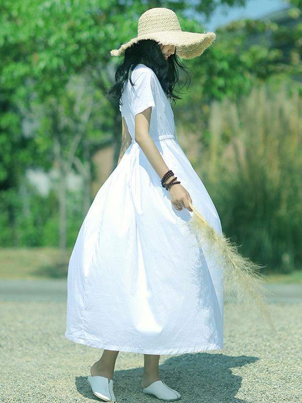 Original Clean Color Long Dress in White Color