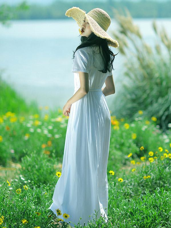 Original Clean Color Long Dress in White Color