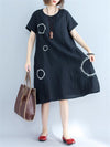 Circle Dot Round Neck Cotton Dress