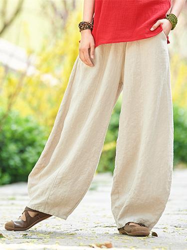 Daily Broaden Bloomers Long Pants in White Colors