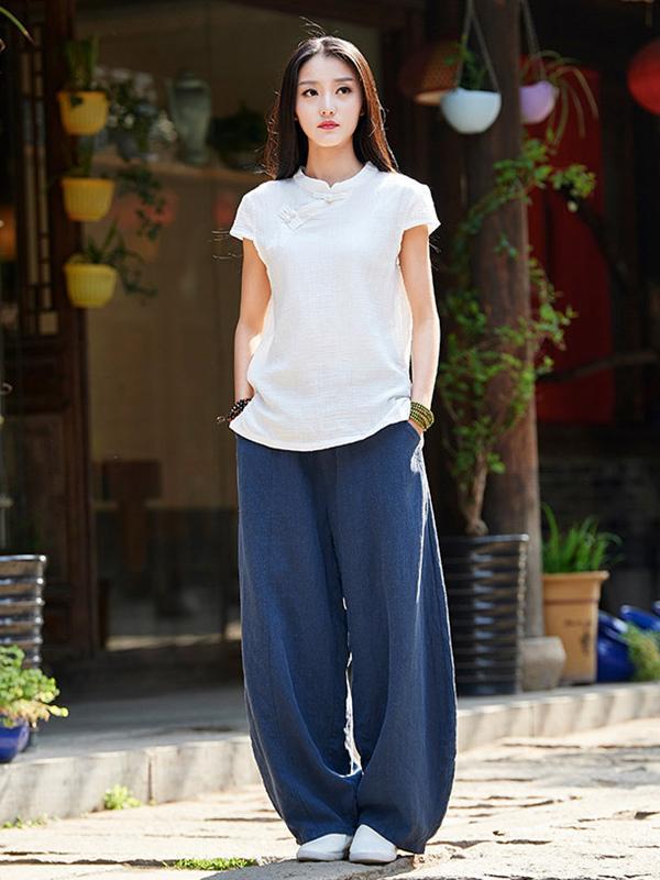 Casual Woman Style Pants in Navy Color