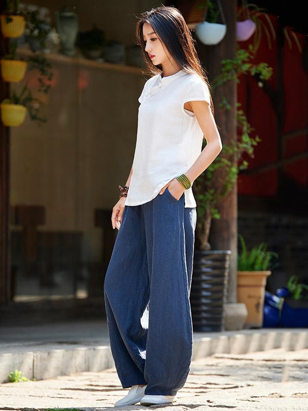 Casual Woman Style Pants in Navy Color