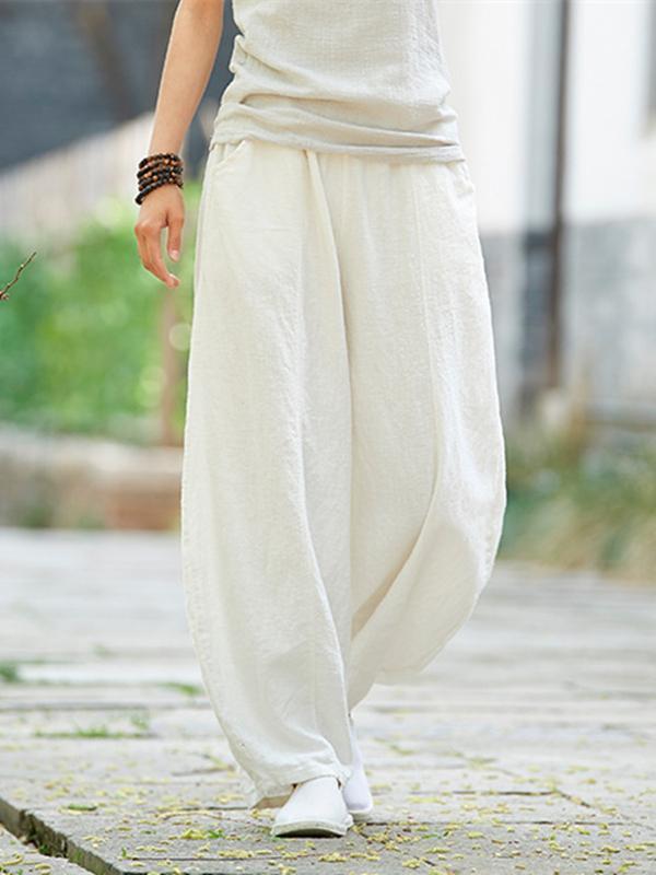 Daily Broaden Bloomers Long Pants in White Colors