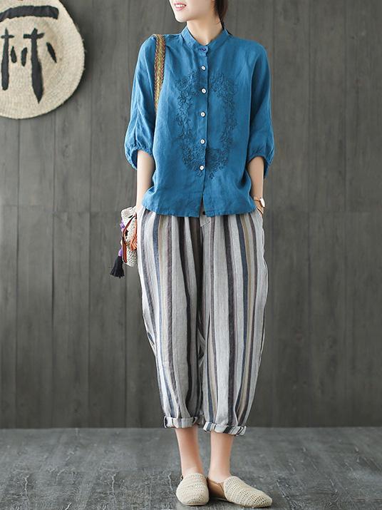 Loose Comfortable Striped Ninth Harem Pants