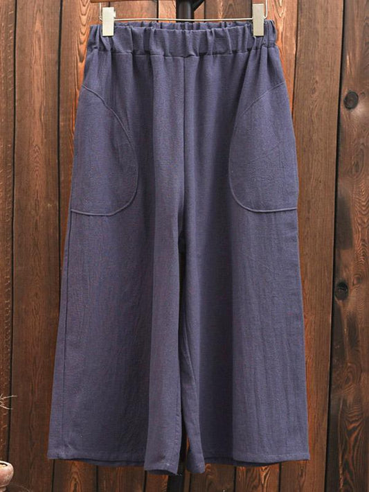 Vintage Wide Leg Ramie Cotton Casual Linen Pants