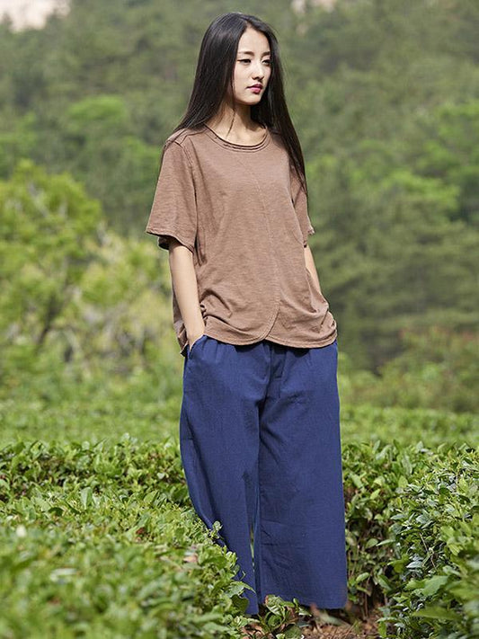 Loose Wide Leg Ramie Cotton Casual Linen Pants