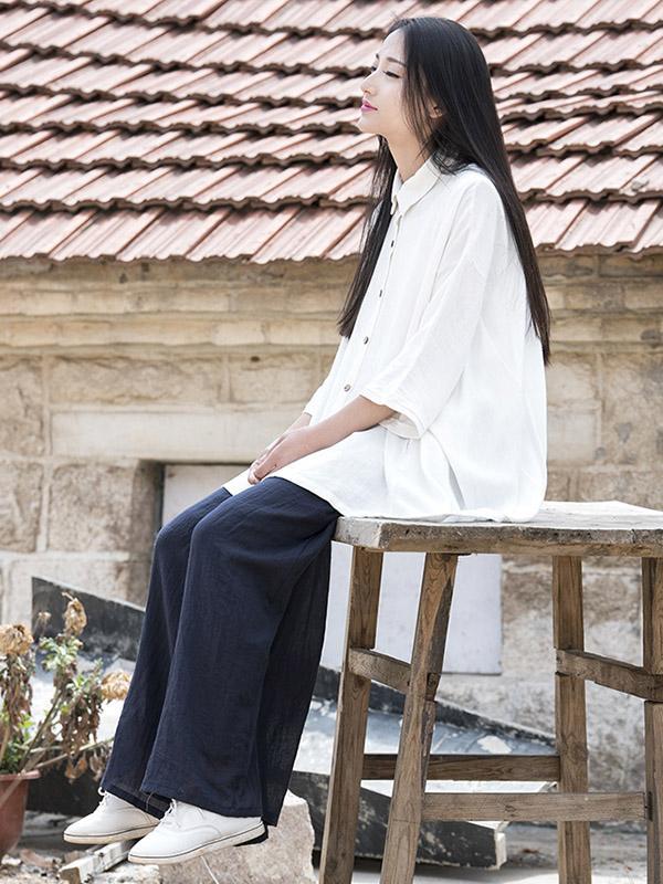 Super loose Linen Cotton Simple Pants