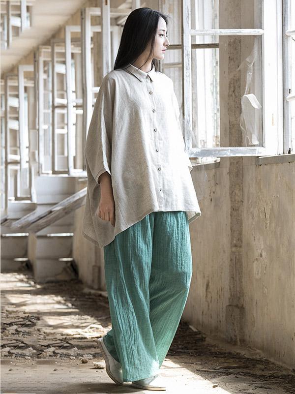 Super loose Linen Cotton Simple Pants