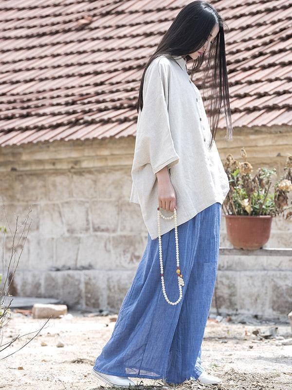 Super loose Linen Cotton Simple Pants