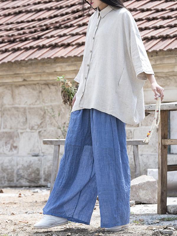 Super loose Linen Cotton Simple Pants