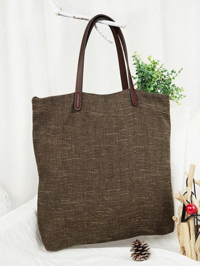 3 Colors Simple Literature Linen Shoulder Bag