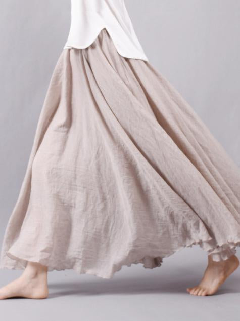 9Color Super Loose Linen Cotton Big Pendulum Skirt