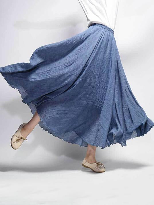 9Color Super Loose Linen Cotton Big Pendulum Skirt