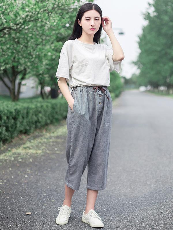 Comfortable Cropped Trousers Pants