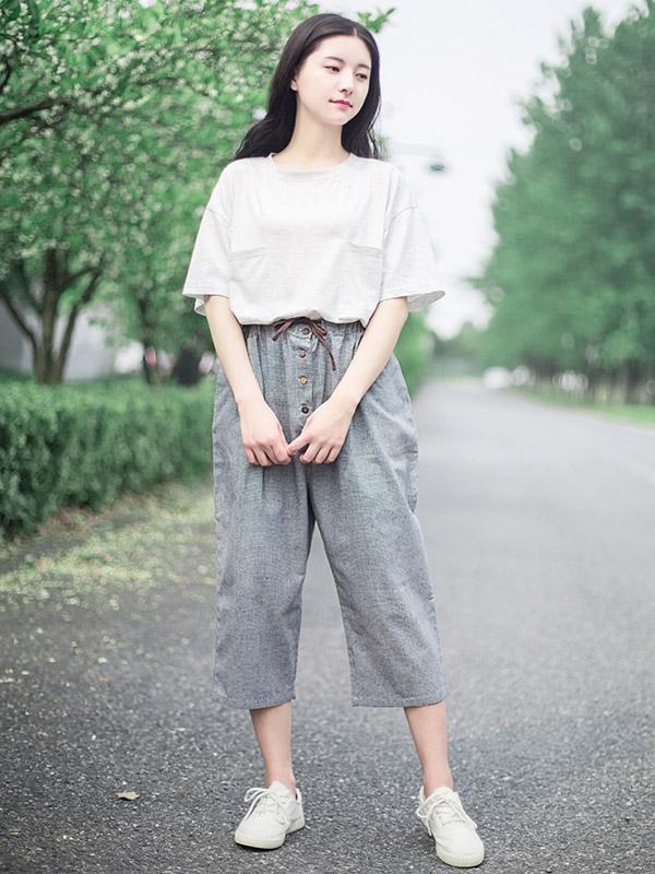 Comfortable Cropped Trousers Pants