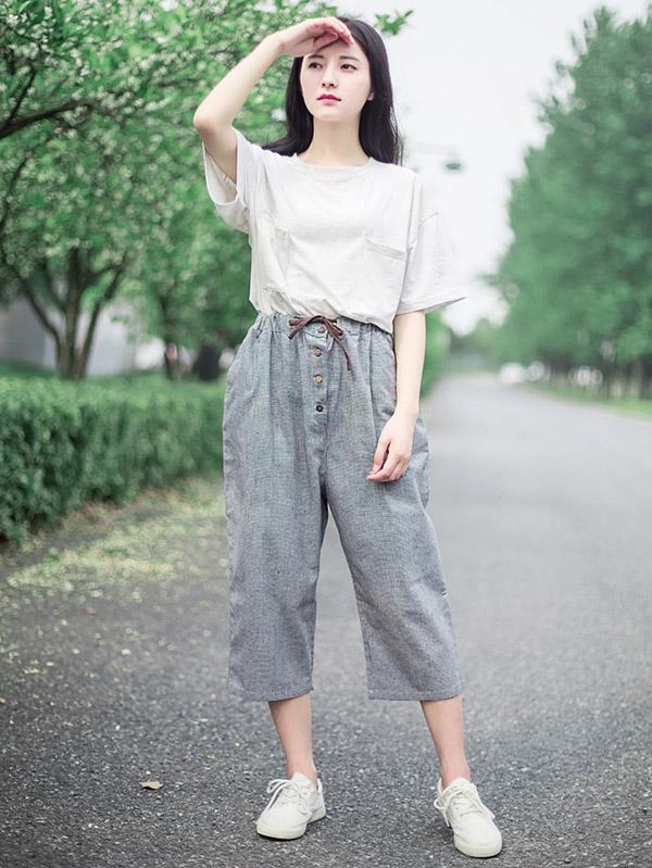 Comfortable Cropped Trousers Pants