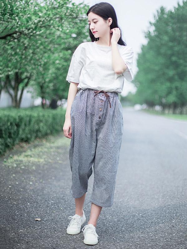 Comfortable Cropped Trousers Pants