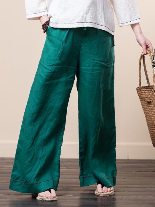 Soft Loose Linen Cotton Lace-up Pants