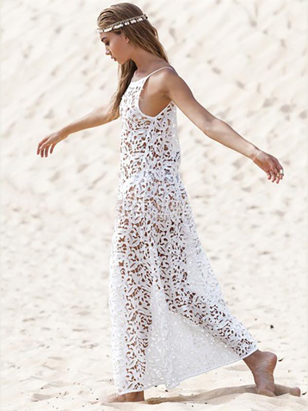 Pretty Hollow Crochet Backless Cover-Up Top