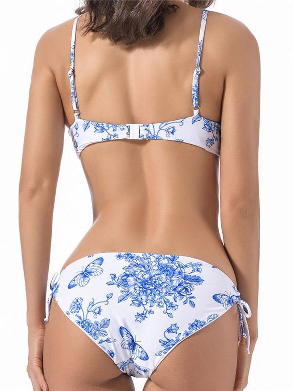 Caribe Printed Bandage Split Bikini Swimsuit