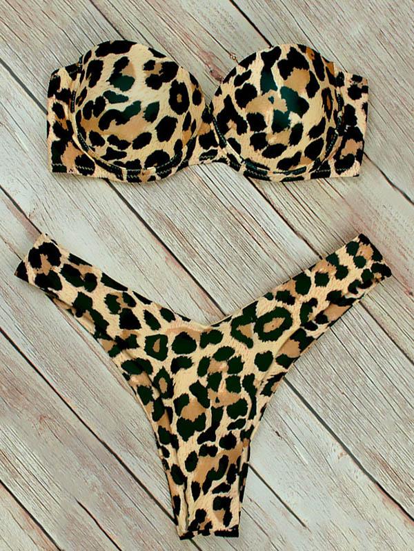 Leopard-Print Underwired Bikini Swimsuit