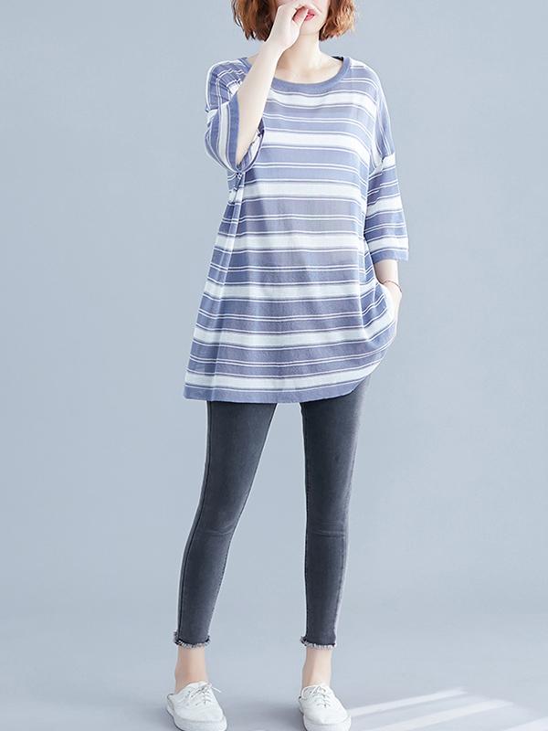 Hollow Loose Striped T-Shirt