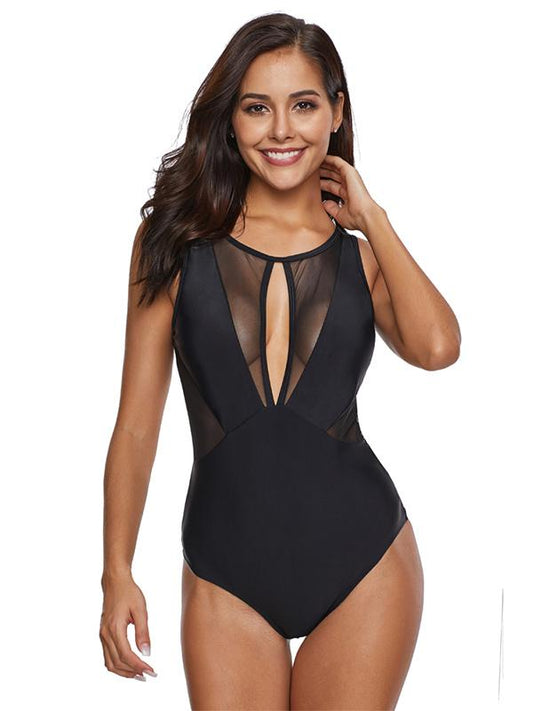 Tulle Hollow One-piece Swimwear