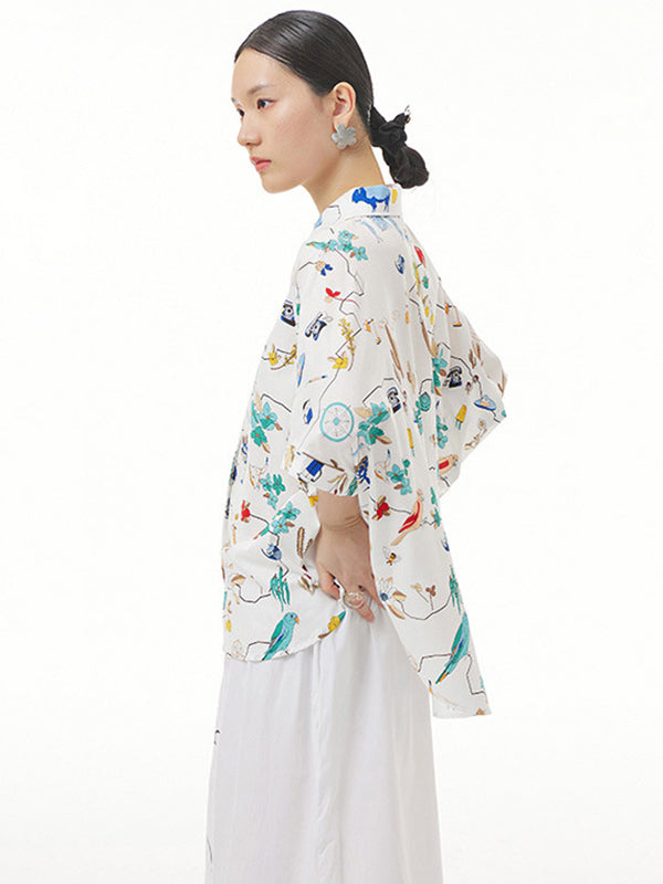 Simple Loose Cartoon Printed Blouse