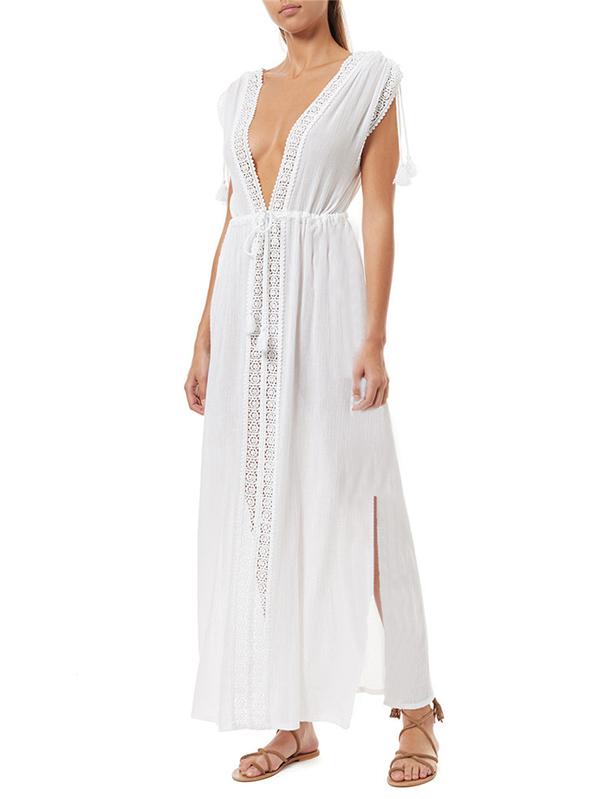 V-neck Empire Bandage Maxi Cover-ups