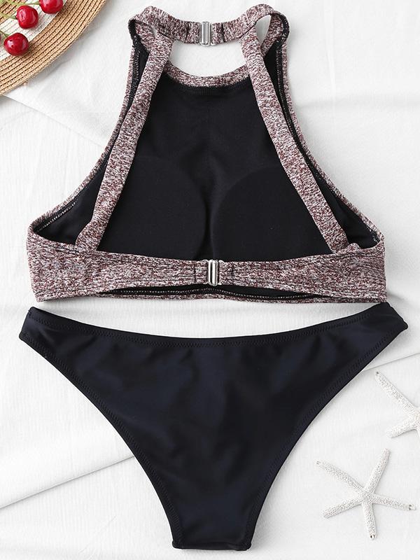 Backless Contrast Bikini Set