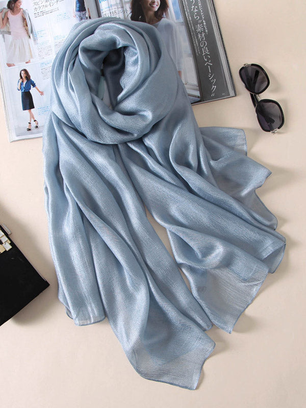 Casual Solid Color Keep Warm Sun Protection Silk Shawl&Scarf