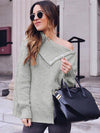 Asymmetric Solid Color Long Sleeves Sweater Tops