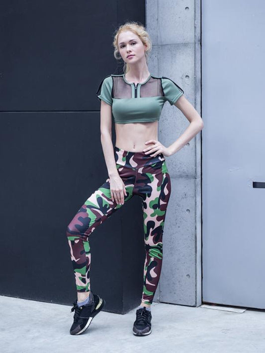 Empire Printed Elastic Wrap Yoga Leggings