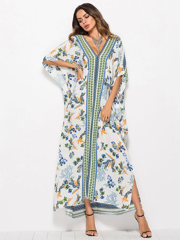 Loose Floral Printed Beach Kaftans