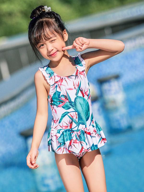 AONIHUA Floral Bowknot Girl Swimwear