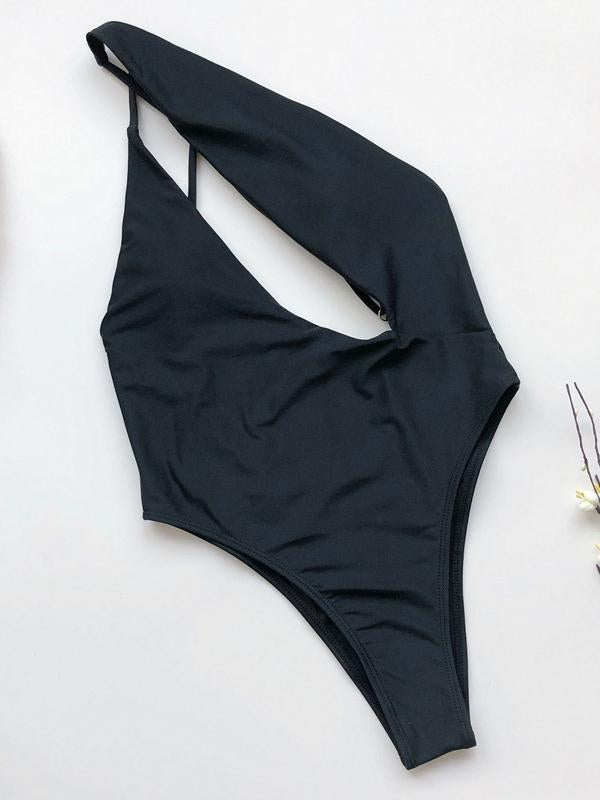 Sexy One-Shoulder Hollow One-Piece Swimwear