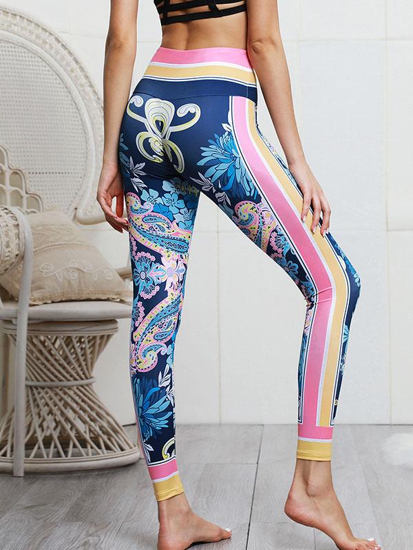 Back Cross Crop Printed Tanks And Leggings Yoga Suits