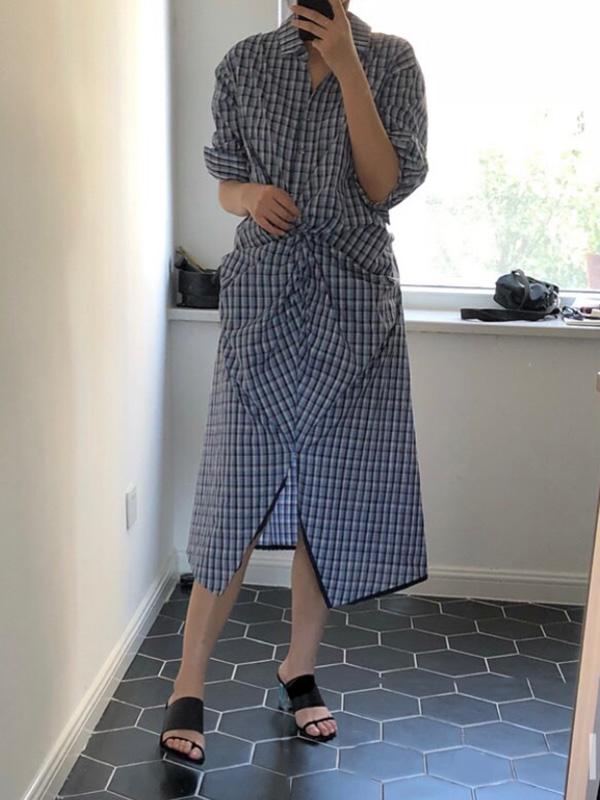 Fresh Plaid Cropped Midi Dresses