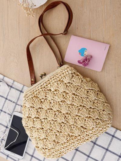 Knitted Retro Buckled Single-shoulder Bag