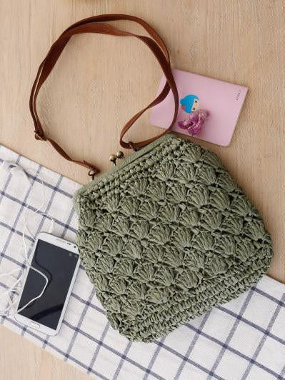 Knitted Retro Buckled Single-shoulder Bag