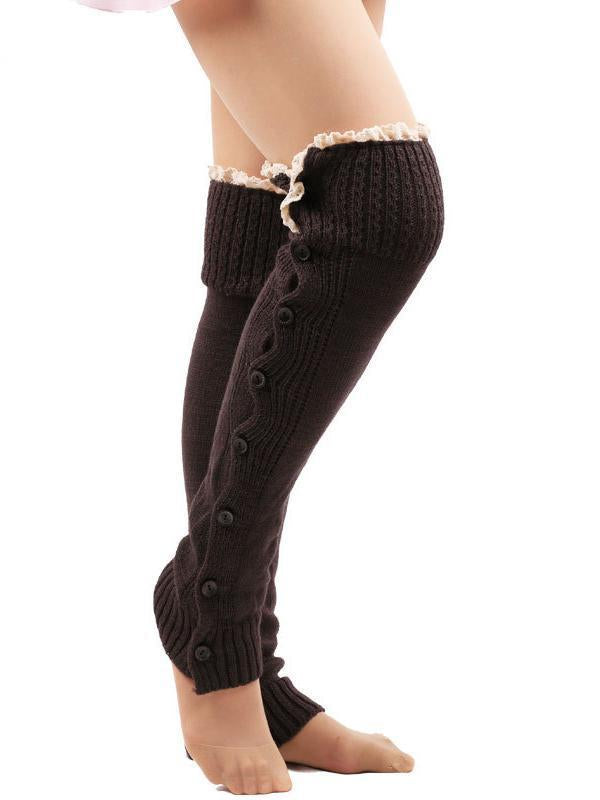 Lace Leg Warmers Jacquard Weave Over Knee-high Stocking