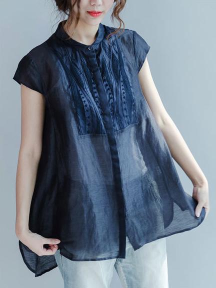 Loose Lapel Chiffon Silk Blouse