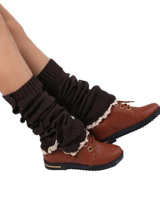 Lace Leg Warmers Jacquard Weave Over Knee-high Stocking