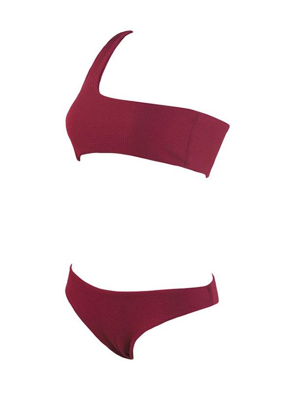 Burgundy Textured Bikini Set