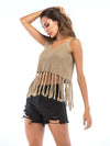 2019 Short Style Sleeveless Fringed Top