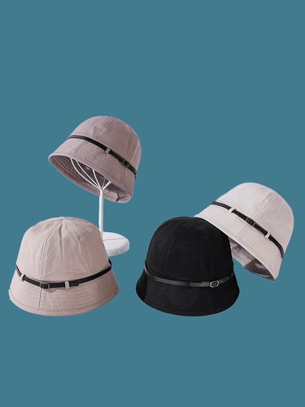 Solid Color Belt Buckle Sun Protection Hat